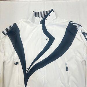 Vtg Jamie Sadock XL Jacket White Black Sports Bomber Windbreaker Full Zip read